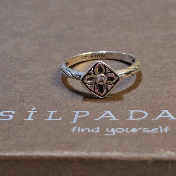 Silpada R2465 CZ Sterling‎ Silver Flower Stack Ring Size 7 .925 Stackable - Picture 1 of 5